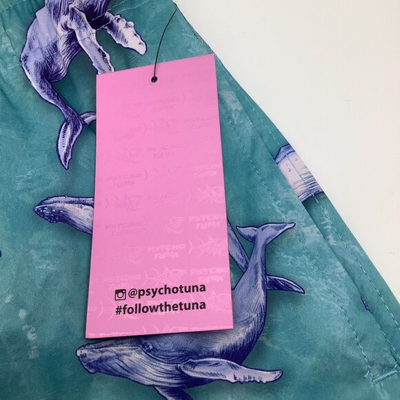 Psycho Tuna Mens‎ Swim Trunks Whale Pattern Size Large NWT - Picture 5 of 11